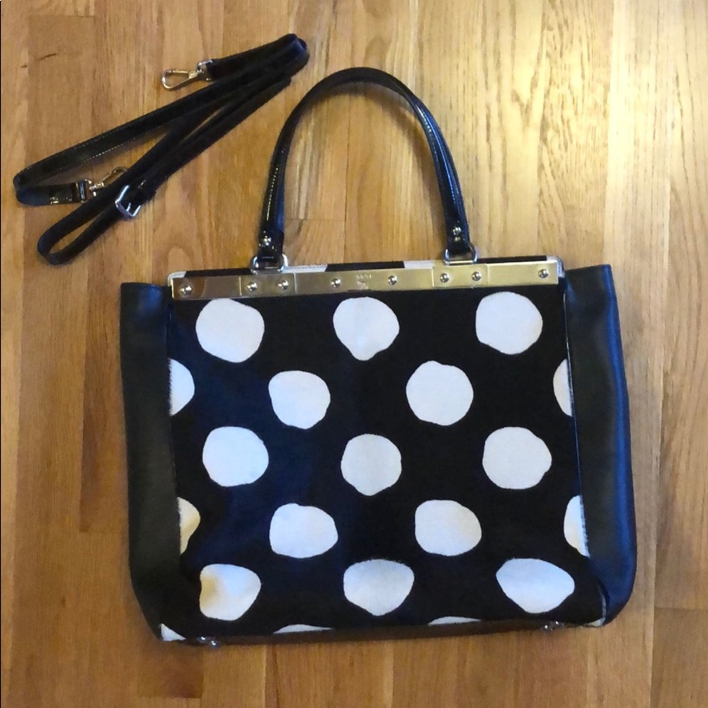 MCM horse hair tote bag with shoulder strap